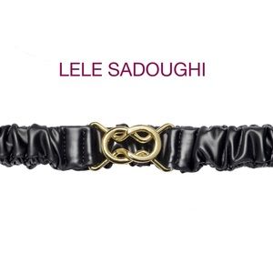 NWT LELE SADOUGHI JET FAUX LEATHER RUCHED BELT
